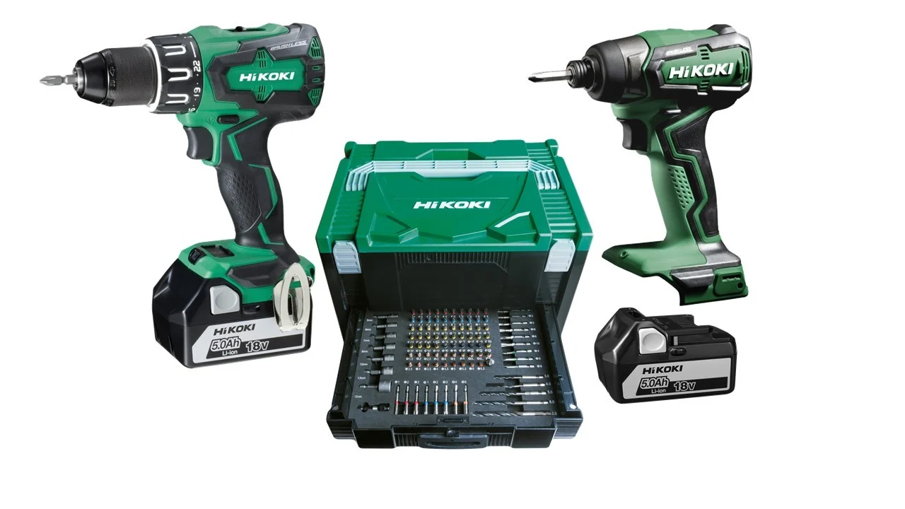 Kit perceuse percussion 70 Nm& Visseuse &agrave; choc 140 Nm  2 batteries 18V-5Ah HIKOKI (HITACHI) - KC18DDBSLZ